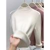 One-piece Fleece Turtleneck Knitted Sweater Women's Winter Solid Color Fleece Thickened Primer Sweater Soft Waxy Basic Inner Top