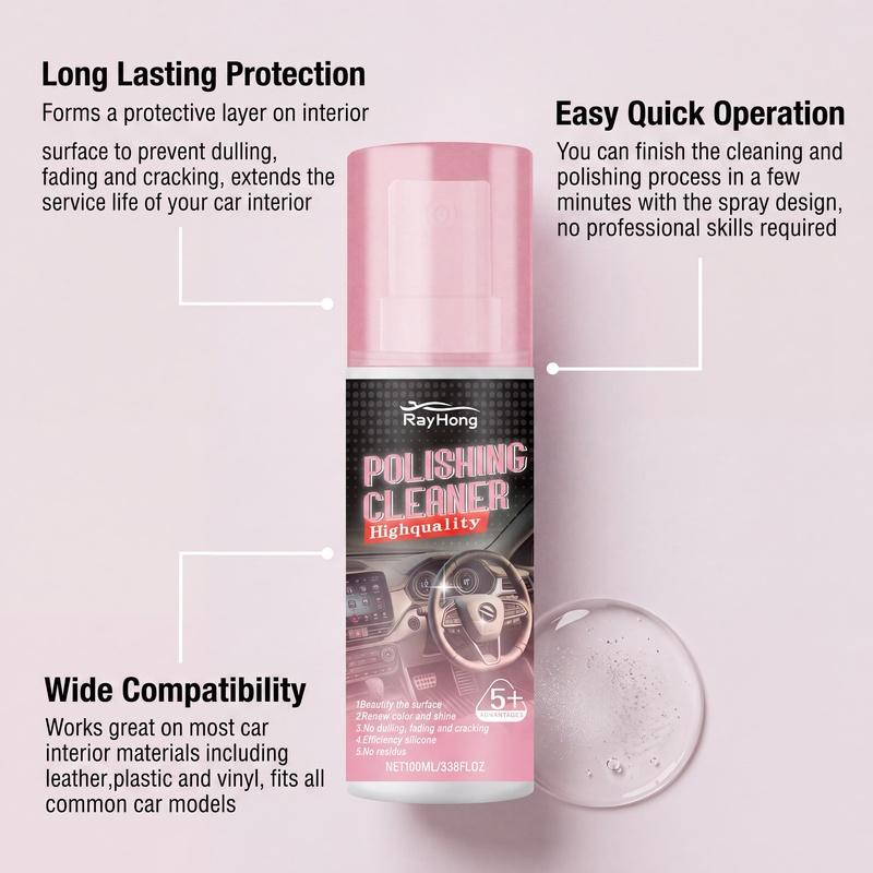 Auto Interior Polish Car Shine Cleaner Interior Detailer Spray Protective Color Fading Repair Automobile Care Detailing Spray For Leather Vinyl