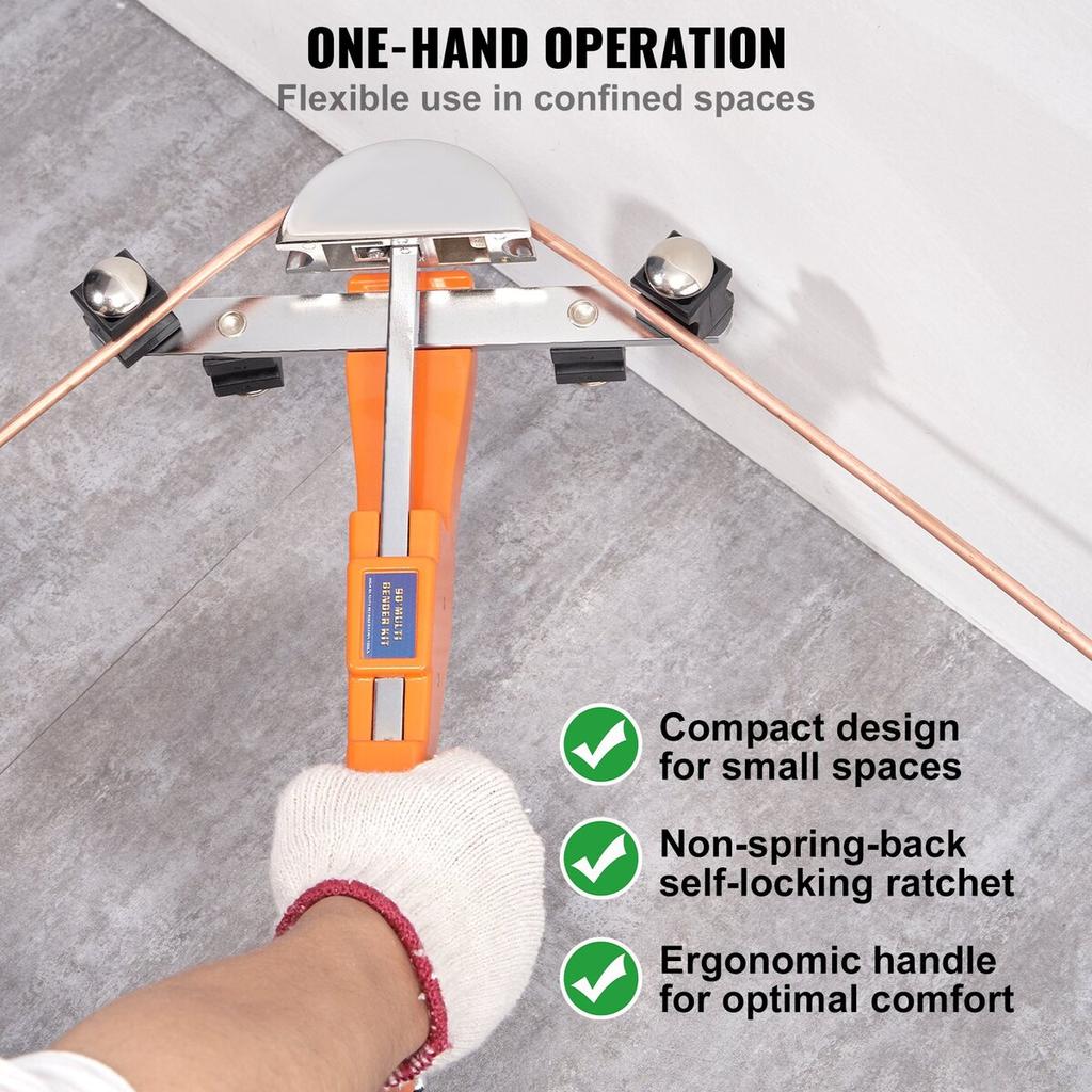 Pipe Tube Bender, 1/4"-7/8" Ratcheting Tubing Benders, 90° Forward/Reverse Pipes Bending Tools with 7 Dies for HVAC Air Conditioning Refrigerator