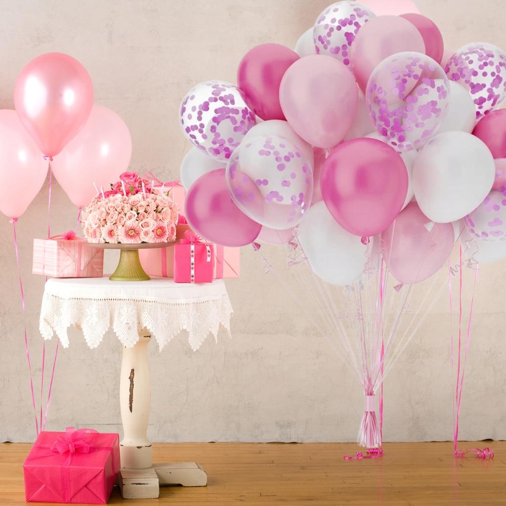 Confetti Balloons White Cream Birthday Party 26cm Strong Durable 25pcs