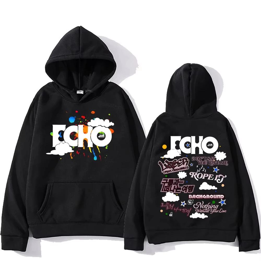 Jin Echo Hoodies Unisex Autumn Winter Casual Vintage Streetwear Sweatshirts Fashion Album Tour Pullover Jin Fans