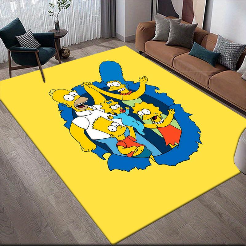 The Simpsons Flannel Pattern Square Carpet,Area Rug,Carpet Rug for Living Room Bedroom Sofa Playroom Decor,Non-slip Floor Mat