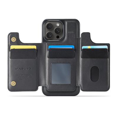 MAGKING K3 Series For iPhone 14 Pro Case Compatible with MagSafe Wallet PC+TPU+PU Phone Cover