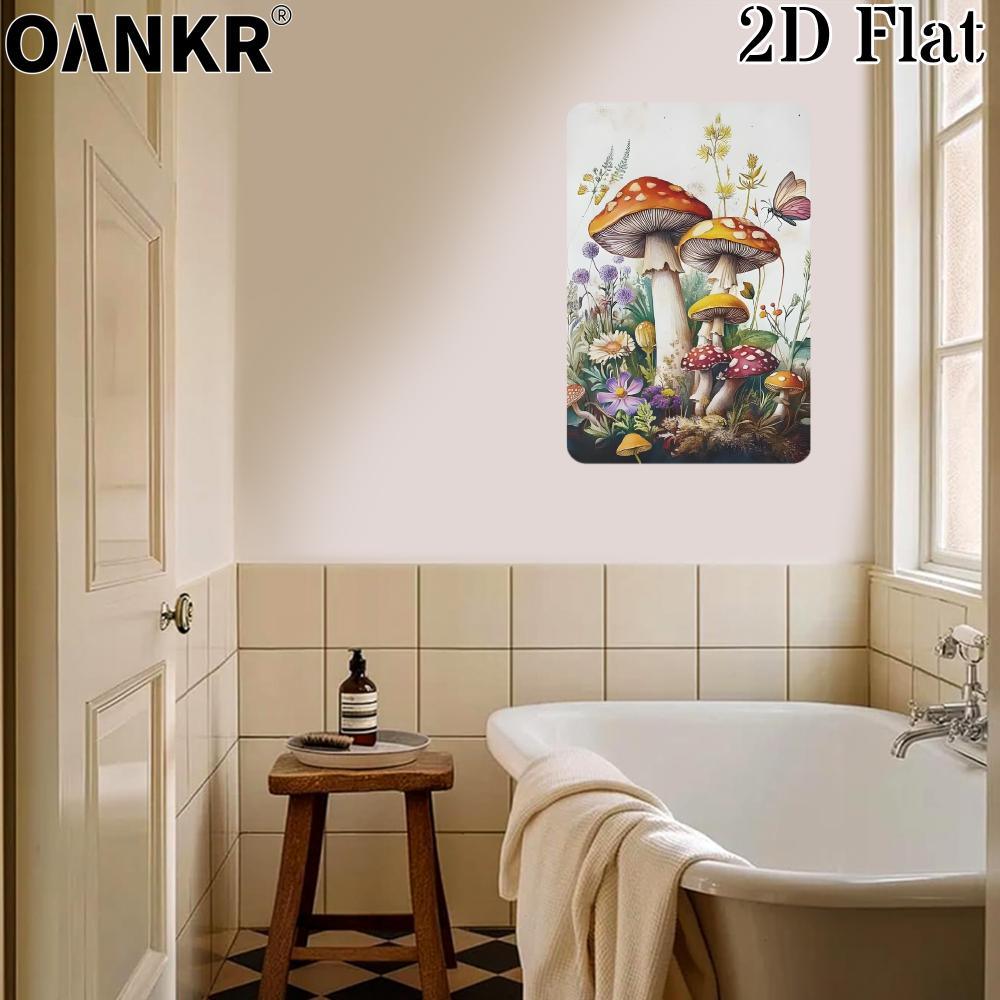 Vintage Garden Art Poster Metal Tin Sign Ideal Gift X Inch Mushroom Flowers Metal Signs for Backyard Home Wall Decor
