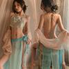 Ancient Style Sheer Snowflake Gauze Lingerie Set - Hanfu Cosplay Sexy Belly Dance Top
