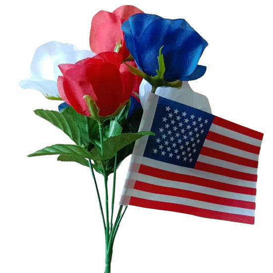 

Independence Day Artificial Flower Arrangement Patriotic Table Centerpiece for Memorial Day And July 4th Faux Floral Decor for Home Party Office D