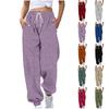 Damen Color Casual Athletic Jogginghose mit elastischem Bund und Kordelzug Taschen für den Alltag
