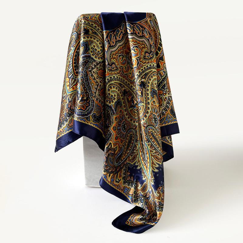 

Женский платок-шаль 90 см Имитация шелка Квадратный платок Ретро принт Модный платок Шарф-шаль 90*90cm