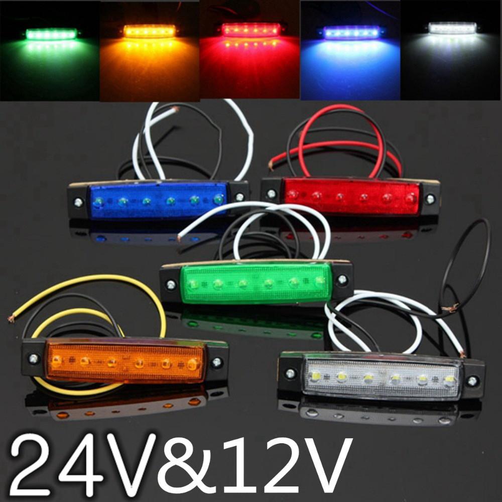 2pcs 12V-24V Highlight 6 Beads Truck Led Side Light Trailer Lights Truck Strip Side Marker Signal Warning LIght With Foam Screw