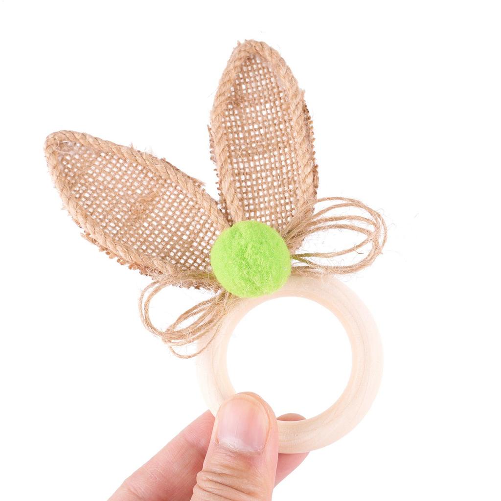 Spring Napkin Rings 6 Pieces Boho Serviette Buckles Party Supplies Rabbit Ear Holiday Napkin Ring Holder for Home Entertainers