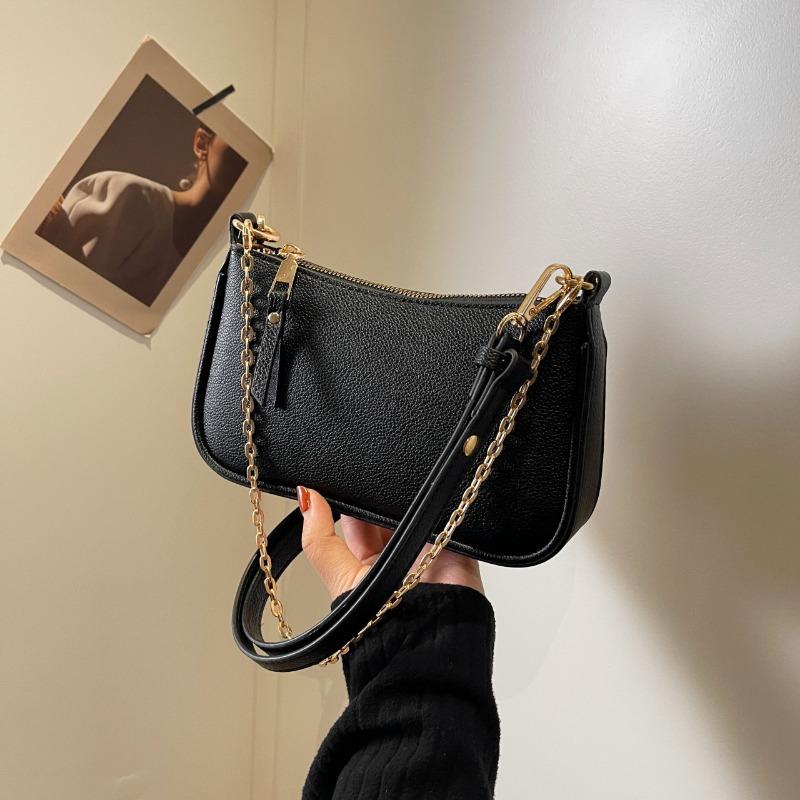 New Lychee Pattern Chain, Armpit Bag, Retro Small Square Bag for Women, One Shoulder Oblique Span Bag for Women