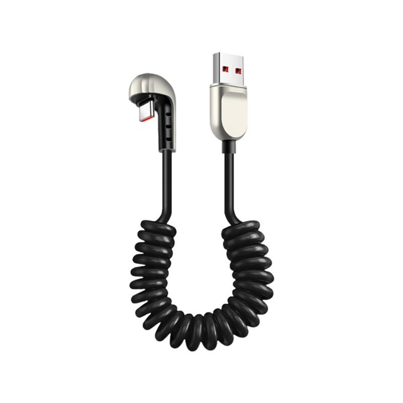 

Quick Power Cable Reinforced Spring USB to Type C 360 Degree Angled End Silicone Texture Suitable for Portable Devices 1