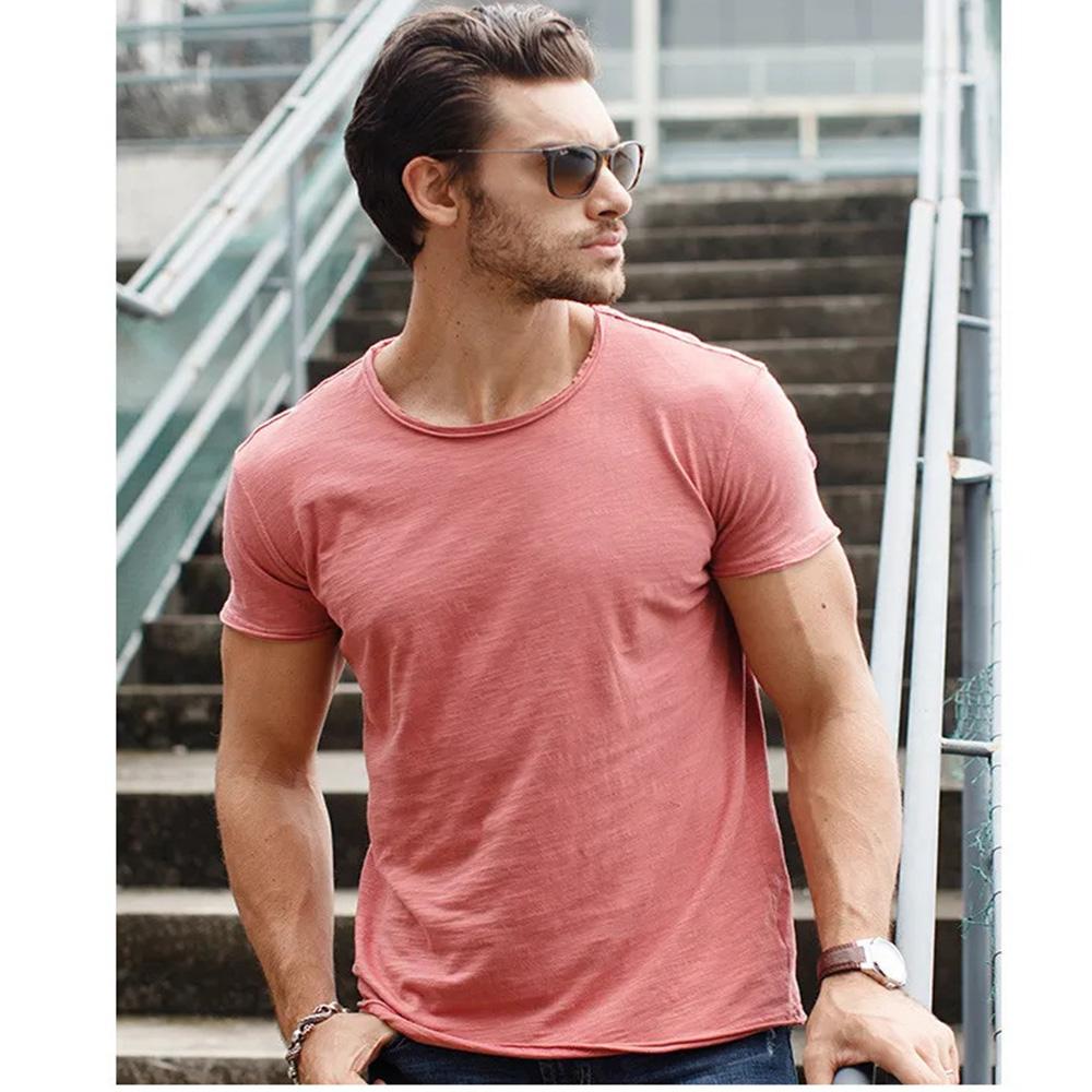 

Мужская летняя футболка, тонкая однотонная модная корейская стильная мягкая повседневная уличная уличная одежда, топы с короткими рукавами и круглым вырезом