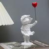 Art Living Room Home Decor Resin Craft Banksy Love Heart Girl with Balloon Statue Sculpture Figurine for Shelf Desktop Ornament