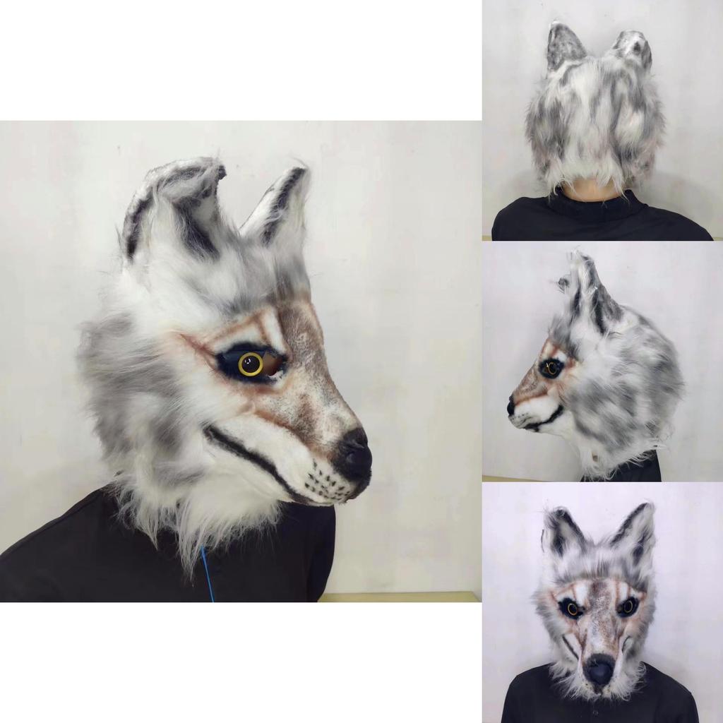 Funny Wolf Dog Mask Plush Latex Costume Prop For Halloween Party And Role Play
