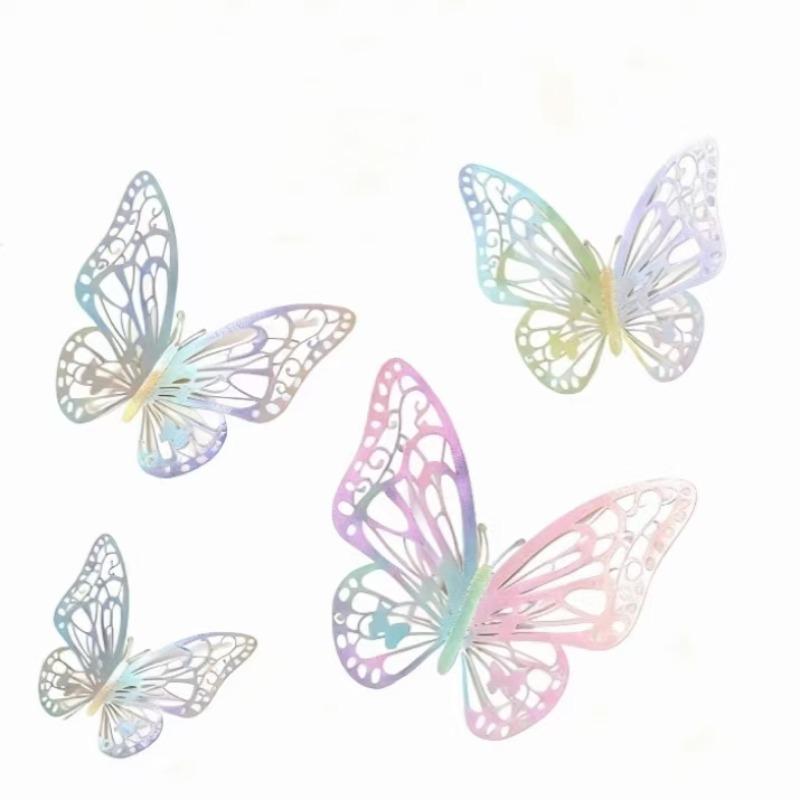 

12Pcs/lot Colorful Hollow Butterfly Sticker DIY Exquisite 3D Butterfly Wall Decor 3 Sizes Paper Simulation Butterfly Ornaments 1bag(12pcs)