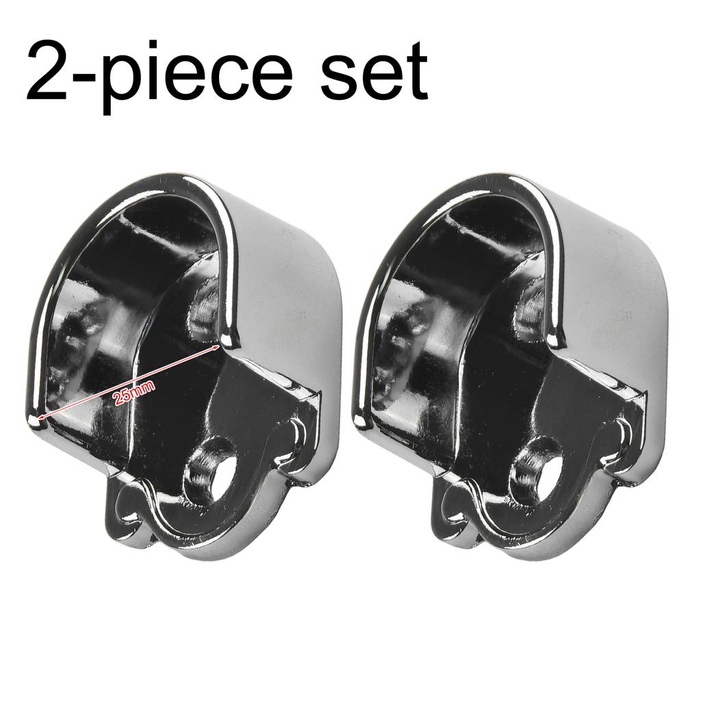 2PCS Wardrobe Rod Bracket Flange Seat U-Shaped Socket Bracket Open Type Shower Curtain Rod Support Zinc Alloy End Bracket