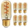 6 Pack T32 T12 Dimmable Tubular LED Bulb, 4W Equals 40W, Warm Light Amber Glass, E26 Base Edison Light Bulb for Pendant Wall Floor Table Lamp Indoor