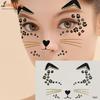 1PC 3D Face Tattoo Stickers Animal Cat Face Decor Temporary Tattoos Fake Tattoo Rhinestones For Woman Party Face Jewels Sticker