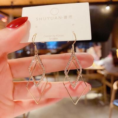 Mode Zirkon Geometrische Diamant Ohrringe Neue Trendy Temperament Net Rot Ohrringe Ohr Haken Wome