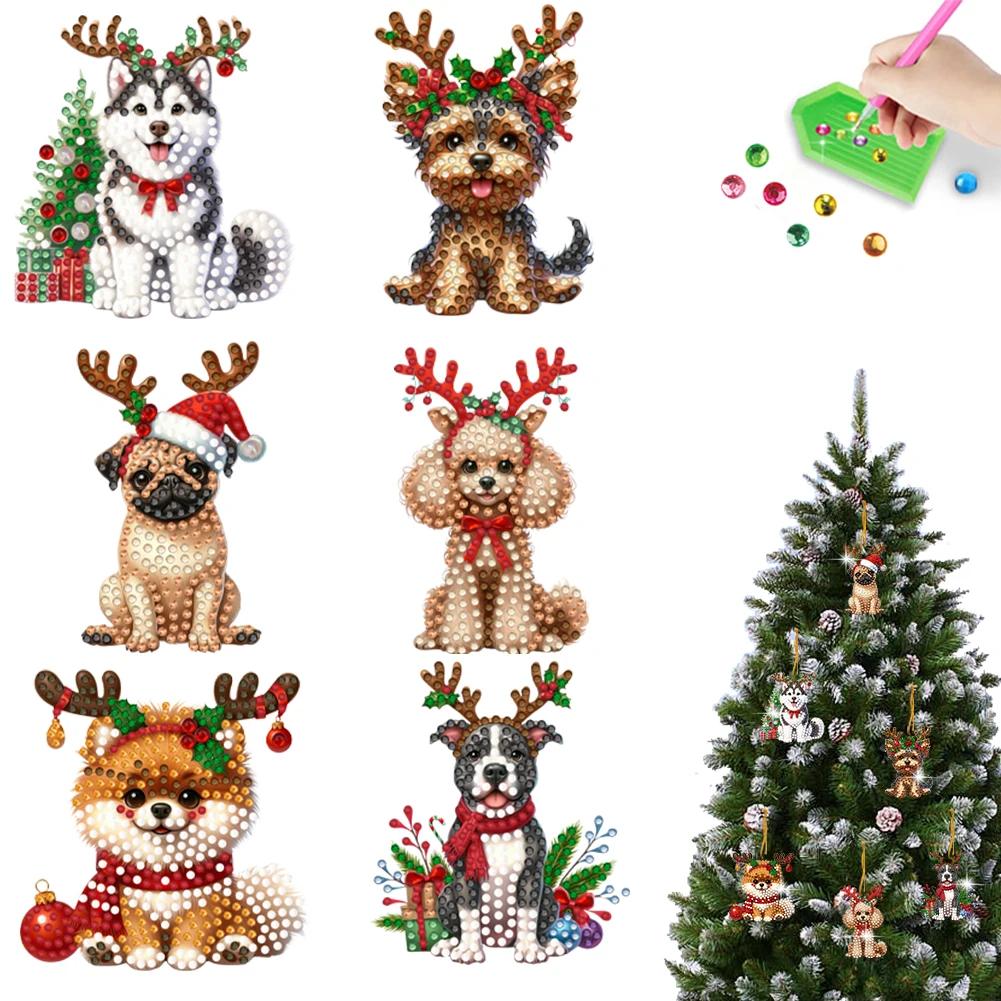 5/6Pcs Acrylic Special Shaped Christmas Theme Hanging Diamond Art Kits Rhinestone Diamond Art Window Pendants Bedroom Decoration