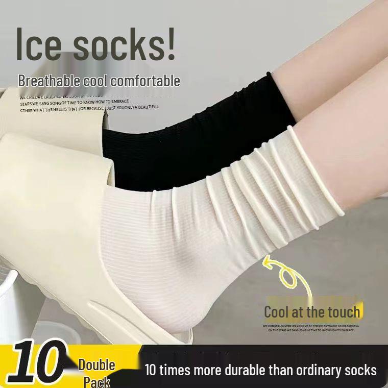 

Women s Ice Silk Velvet Mid-Calf Socks - Thin, Solid Color for Spring/Summer Cardboard Support Packaging чёрный