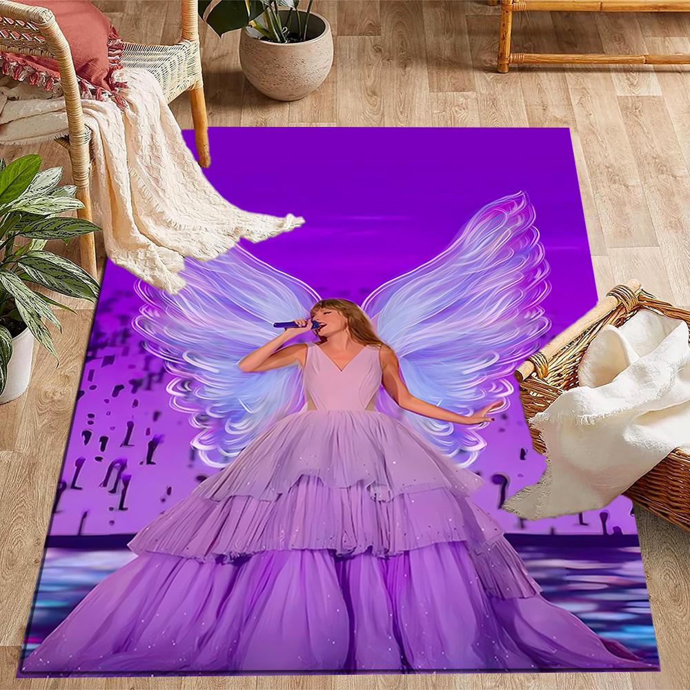 Taylor Swift Angel Themed Anti-Slip Rugs - Polyester Home Decor, Suitable for Bedrooms, Living Rooms, Doorways, Studios, and Decorations