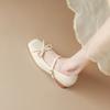 Fashion 2025 New Fashion Inside Heightened Bow Mary Jane Shoes Women's Square-Toe Shallow-Mouth Leather Summer Single Shoes