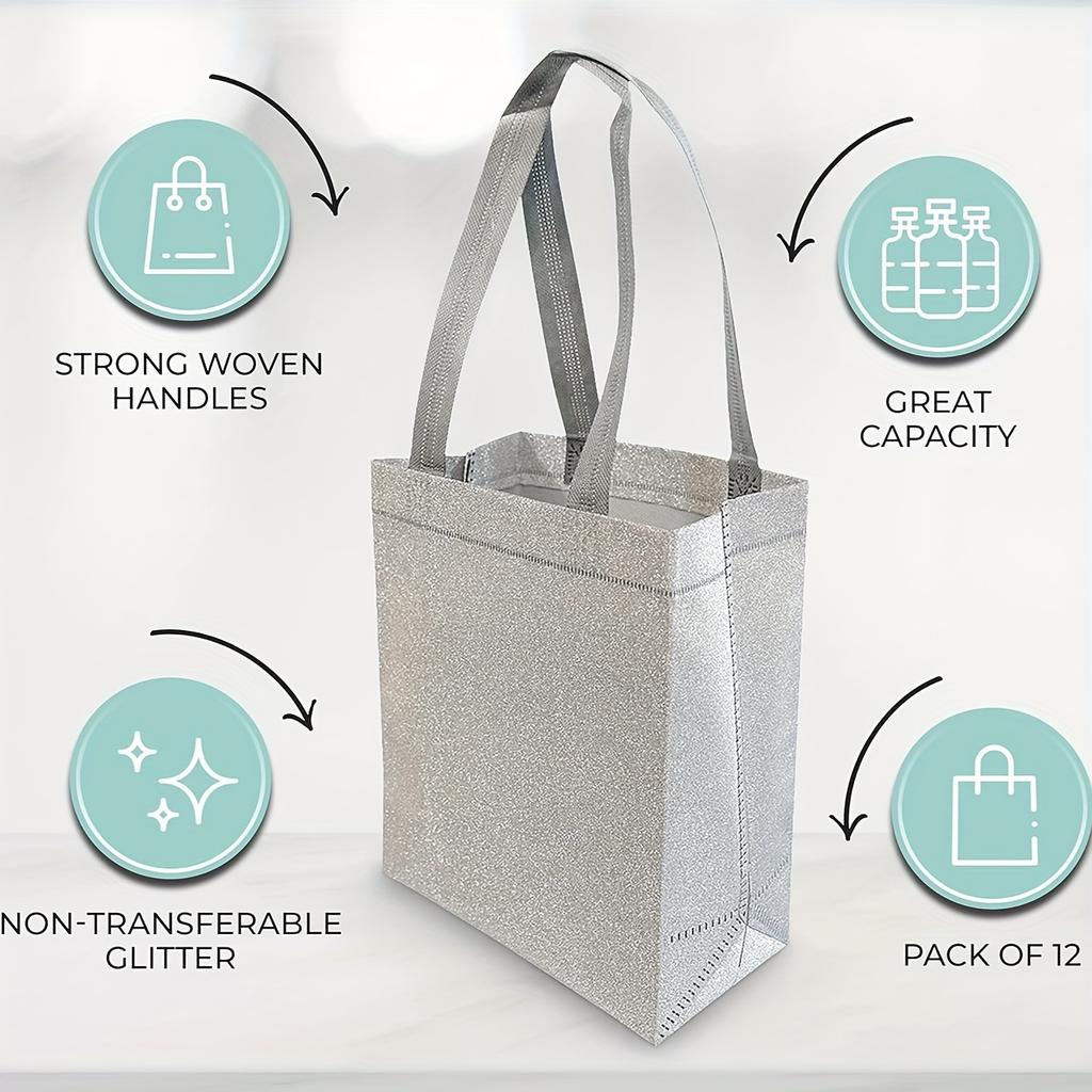 6pcs/set,20*25*10cm,7.87*9.84*3.94 Inches,reusable,small Gift Bags with Handles,glitter,suitable for Birthday,bridesmaid,party Gifts,grocery Shopping