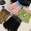Touch Screen Knitted Thermal Gloves Winter Korean Version of Male and Female Students Cute Wool Plush Thickened Cycling Candy Color Matching