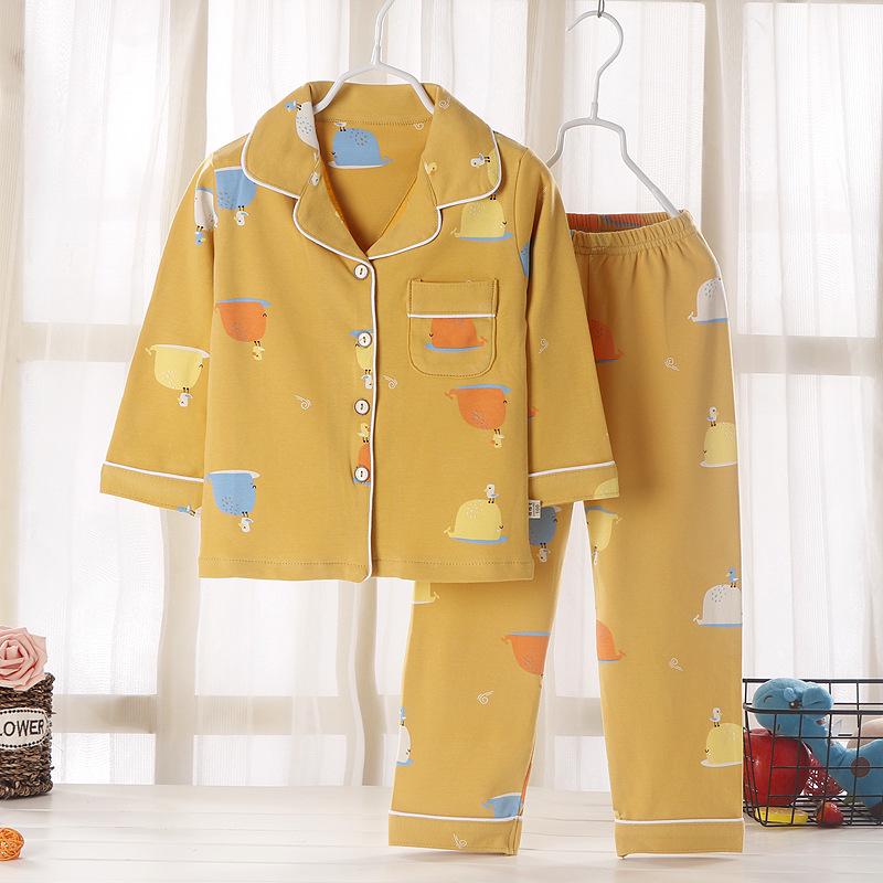 2026 Children's Cotton Spring/Autumn Casual Pajama Set - Open Front, Two-Piece for Older Kids
