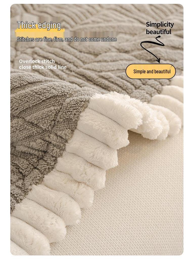Thickened Plush Sofa Cushion Cover - Anti-Slip, High-Quality for Autumn/Winter