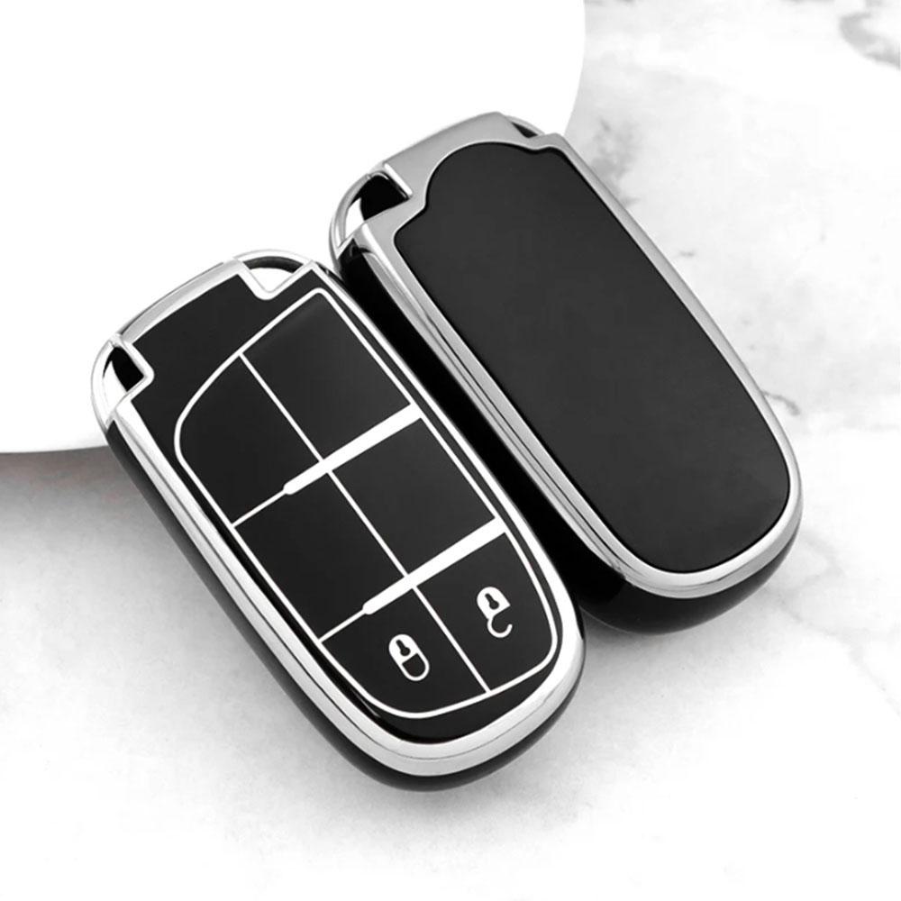 2/3/5 Buttons Silver Edge For Jeep Grand Cherokee Renegade Chrysler 300 Dodge RAM Challenger Journey Car Remote Key Case Cover Accessories