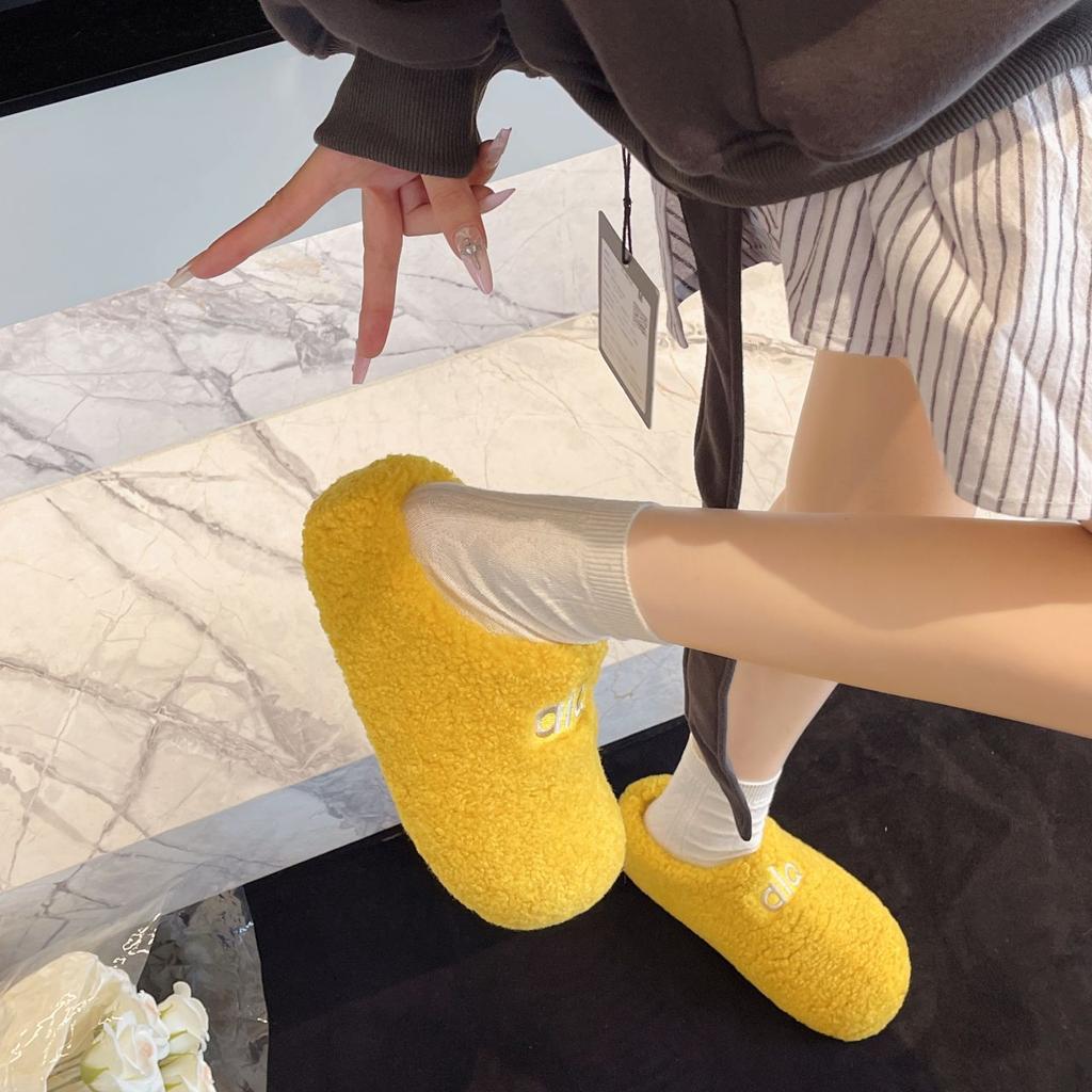 Katoenen pantoffels buiten draagzak hoofd pluizige pantoffels voeten zijn niet moe retro zachte zool Britse stijl veelzijdig winter