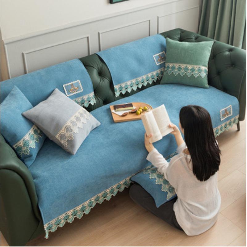 

Простая подушка для дивана из синели, универсальный чехол для дивана, подушка для сиденья, утолщенный нескользящий чехол для дивана на все времена года 70*70