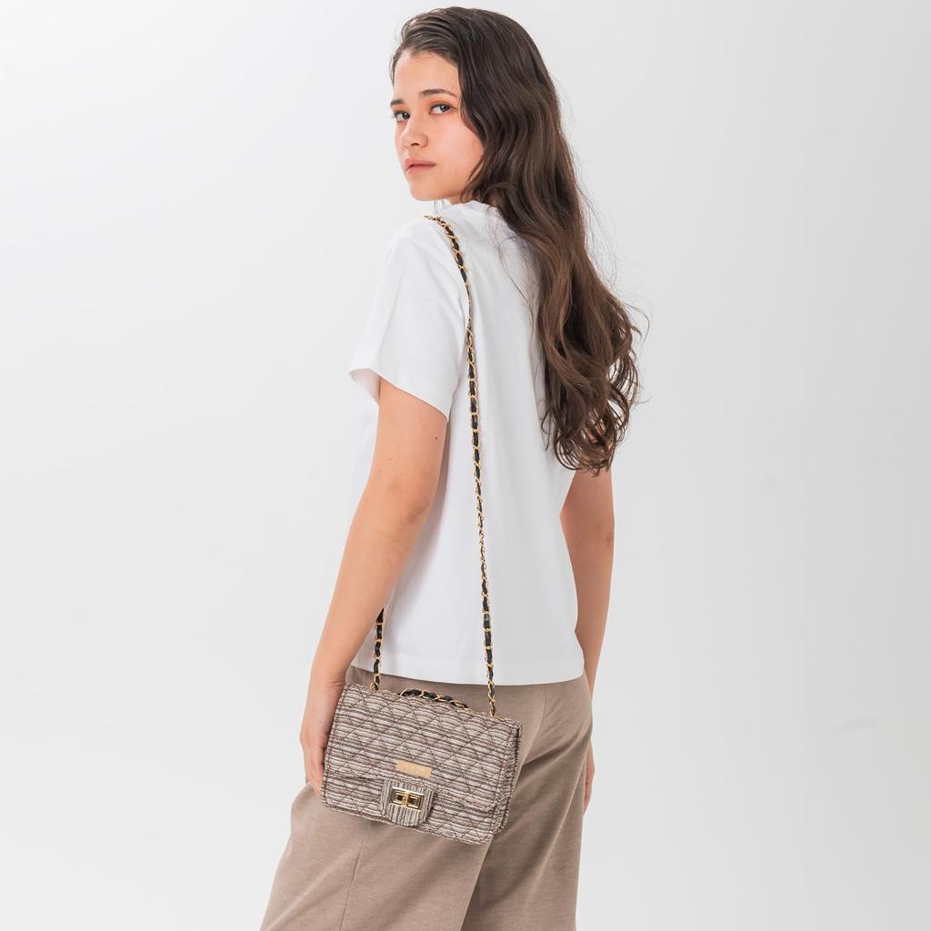 Fortuna Tokyo Kyoori Matelasse Chain Bag, Women's, FT-MBAGS1 (Brown)