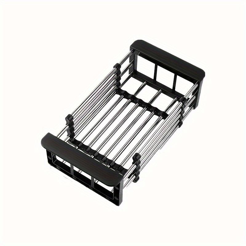 1pc Adjustable Dish Drainer Telescopic Over Sink Dish Drying Rack with  Fruit Vegetable Drain Basket Kitchen Tools and Utensils