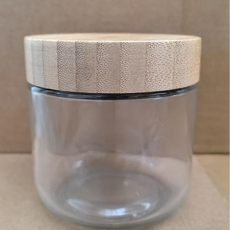 Large Glass Storage Jar with Bamboo Lid, Cereal & Yogurt Container, Sealed Oatmeal Cup