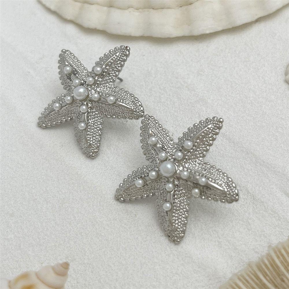 Simulated Starfish Ear Studs Summer Beach Ear Jewelry Exquisite Small Star Earring  for Women