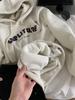 Women's Oversized Retro Letter Applique Hooded Sweatshirt for Spring and Autumn 2025