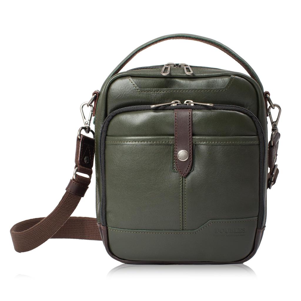 Doubles Men's Genuine Leather Shoulder Bag, A5 Capacity, BKS-7040 (Green)