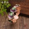 Color painting oil three-layer round cake elastic bracelet, fashionable and high-end women's versatile round cake bracelet