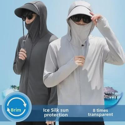Men's Ice Silk Hooded Sun Protection Jacket - Summer Thin Style, Handsome Outdoor Assault Wear.