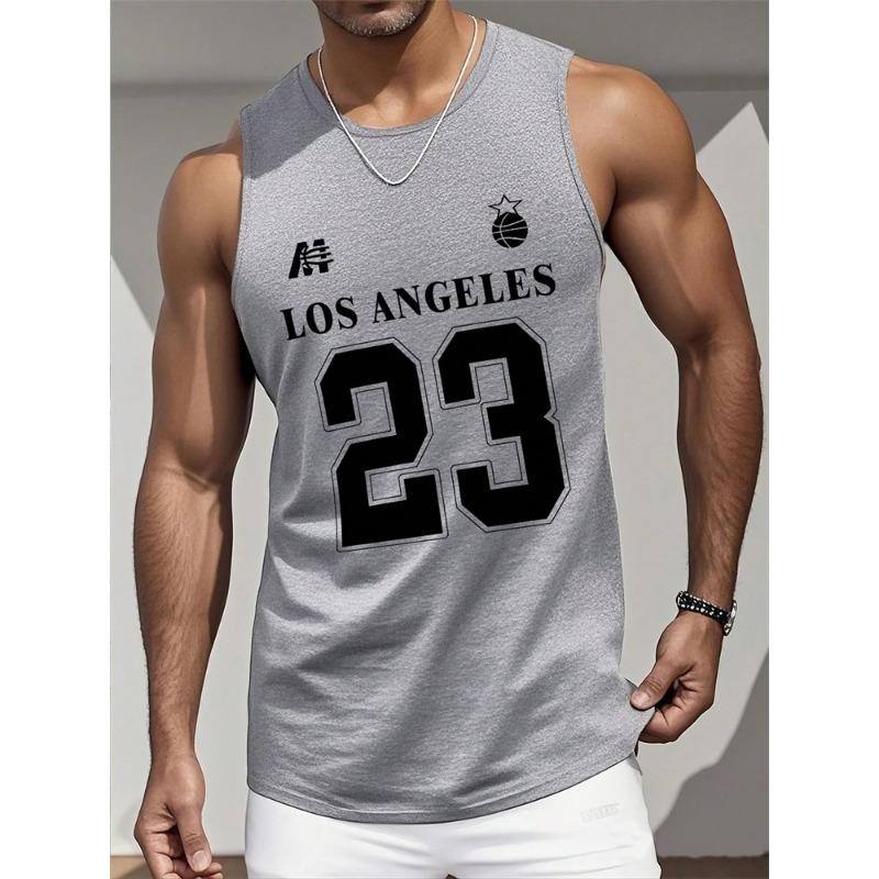 Summer Men's Round-neck Vest Is A Simple, 23-letter Printed Street Fashion Casual Wear That Is Breathable