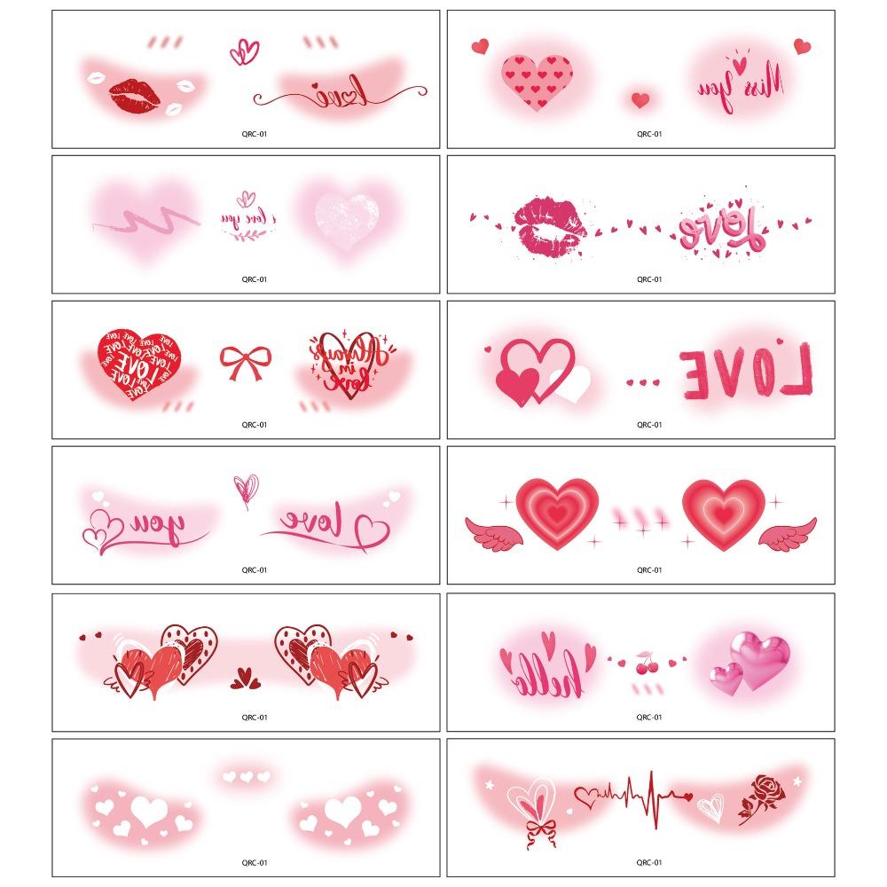 Lips Cheek Temporary Stickers Disposable Love Face Stickers Valentine's Day Tattoo Take Photos