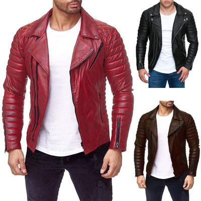 European and American men's leather jacket men's fashion locomotive leather jacket pu jacket leather jacket m-xl