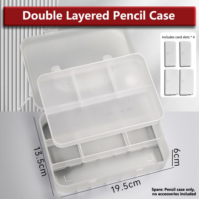 

Portable Double-Layer Sketch Pen Box Thickened Art Student Special Pencil Storage Box Transparent Plastic Stationery Box