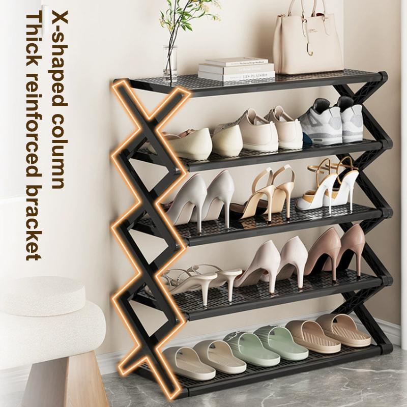 Creative Simple Assembly Shoe Rack Steel Tube 4-Layer Solid Color Assembly Home Shoe Rack For Porch Living Room Storage Rack