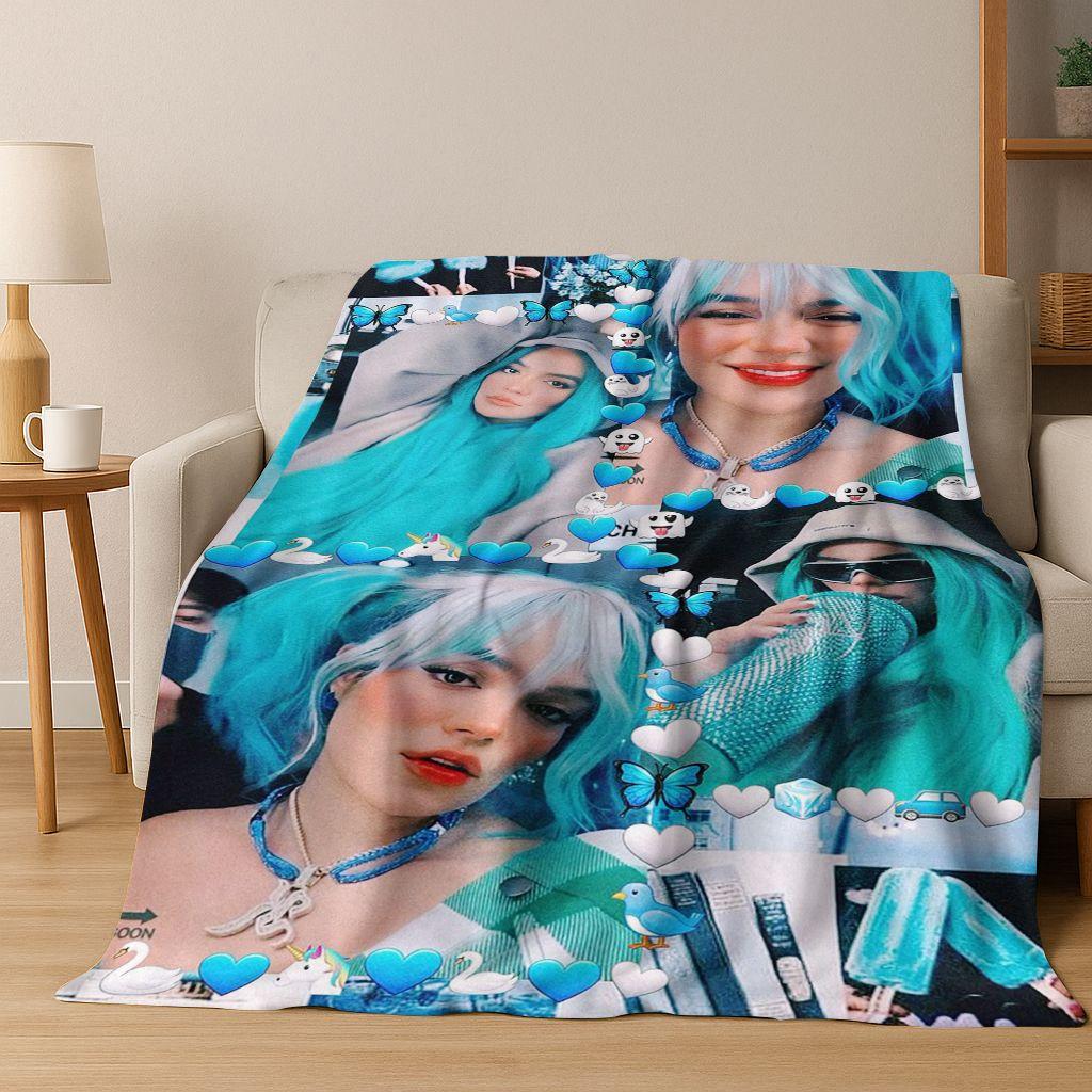 

3D Фланелевое одеяло с изображением певицы Кароль Джи (Carolina G), Уютное мягкое плед-покрывало для дома, спальни, кровати, дивана, пикника, офиса, Подарок 75x90cm