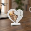 Cute Pet Memory Keepsake 3D Printed Heart Puppy Photo Frame Ornament, Decorative Desktop Sculpture, Versatile Tabletop Picture Stable Base for